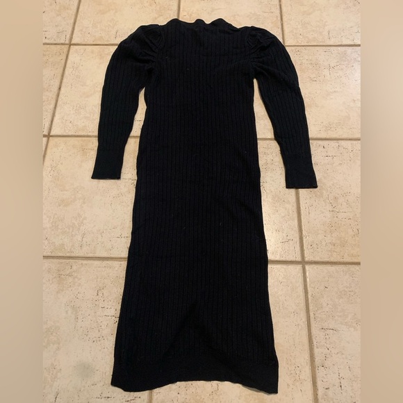 QED London Black Ribbed Knit Button-Front Midi Dress - Size US S - Picture 5 of 7